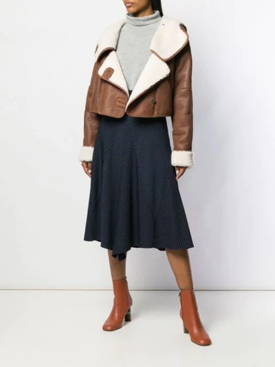 Shop Loewe Shearling Fitted Jacket In Brown