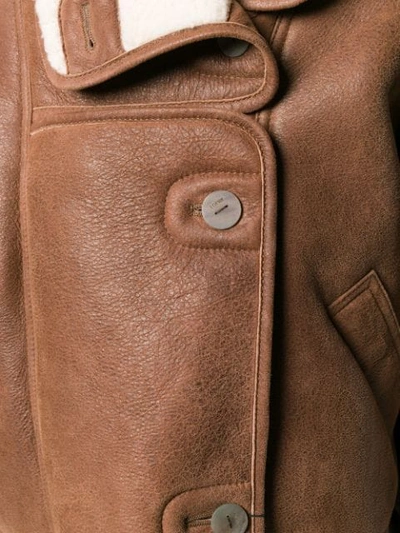 Shop Loewe Shearling Fitted Jacket In Brown