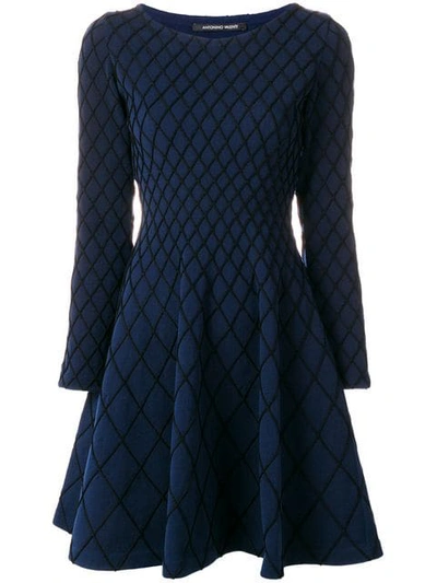 Shop Antonino Valenti Flared Knitted Dress In Blue