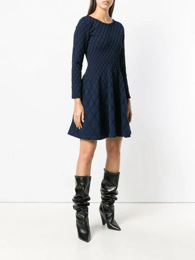 Shop Antonino Valenti Flared Knitted Dress In Blue