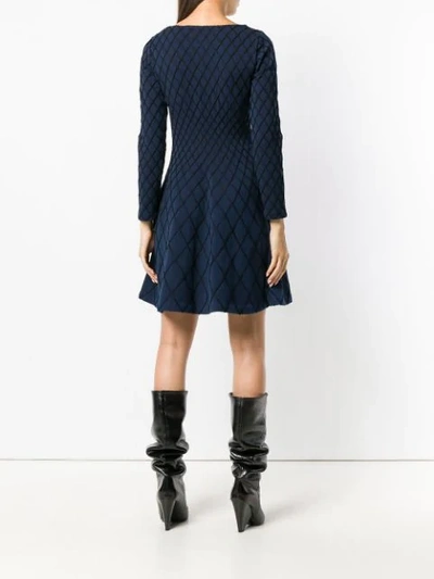 Shop Antonino Valenti Flared Knitted Dress In Blue