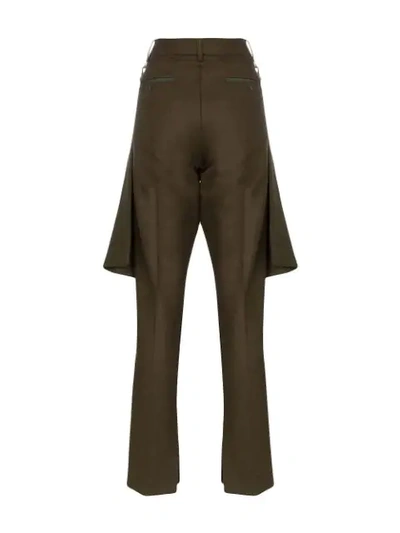 Shop Sacai Apron Front Trousers In Green