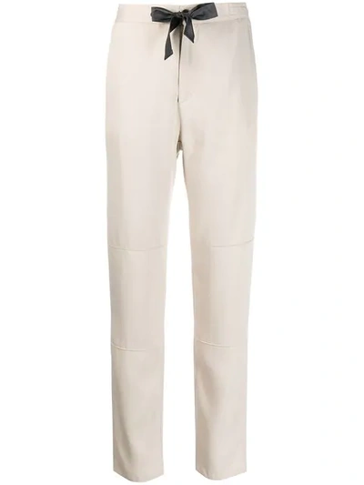 Shop Eleventy Drawstring Straight Trousers In Neutrals