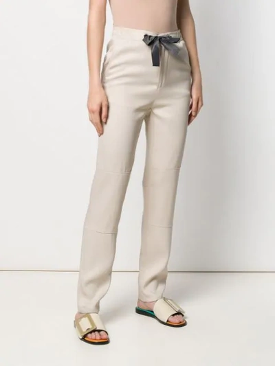 Shop Eleventy Drawstring Straight Trousers In Neutrals