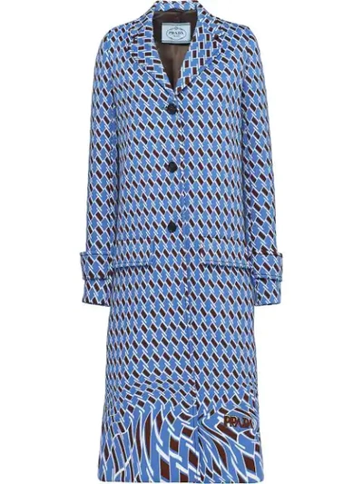 Shop Prada Technical Jersey Coat In Blue
