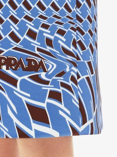 Shop Prada Technical Jersey Coat In Blue