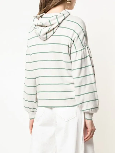 Shop Brunello Cucinelli Striped Hooded Jacket In Neutrals