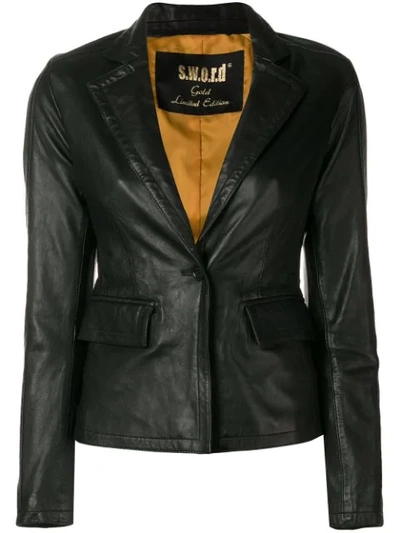 Shop Sword 6.6.44 Blazer-like Leather Jacket In Black