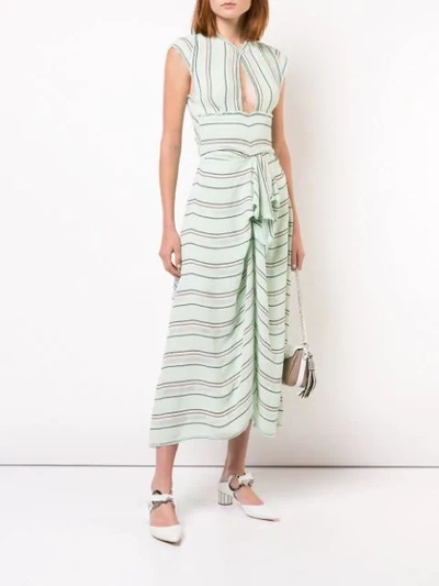 Shop Proenza Schouler Crêpe Striped Tied Dress In Green