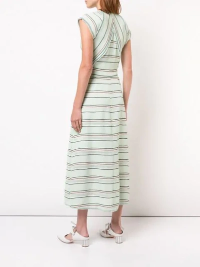 Shop Proenza Schouler Crêpe Striped Tied Dress In Green