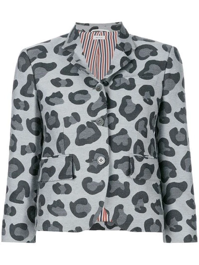 Shop Thom Browne Leopard Wool & Silk Jacquard Sport Coat In Grey