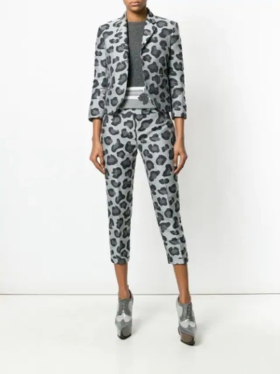 Shop Thom Browne Leopard Wool & Silk Jacquard Sport Coat In Grey