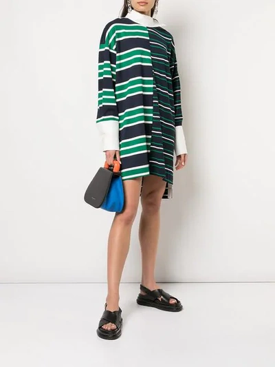 Shop Monse Striped Shifted Rugby Dress In Blue