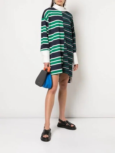 MONSE STRIPED JERSEY SHIRT DRESS - 蓝色