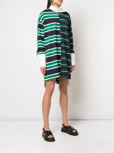 MONSE STRIPED JERSEY SHIRT DRESS - 蓝色