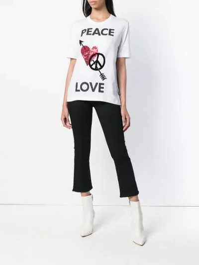 Shop Love Moschino Peace Love T-shirt - White