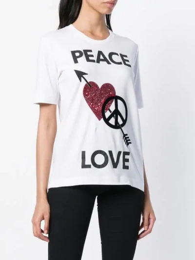 Shop Love Moschino Peace Love T-shirt - White