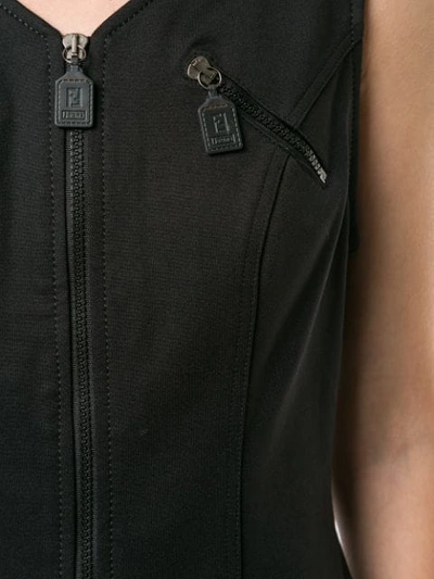 Pre-owned Fendi 拉链细节低腰连衣裙 In Black