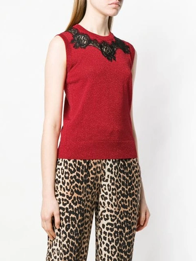 Shop Dolce & Gabbana Embroidered Knitted Top In Red