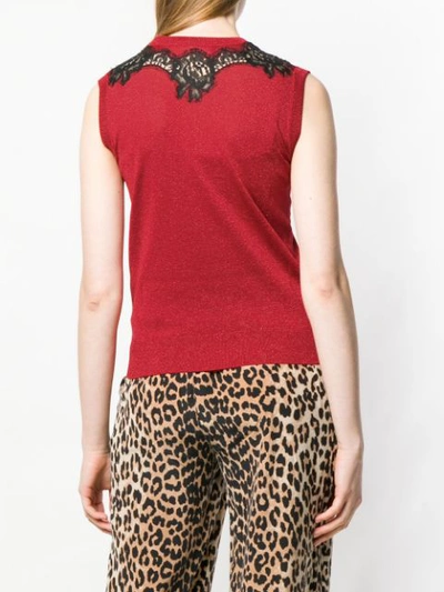 Shop Dolce & Gabbana Embroidered Knitted Top In Red