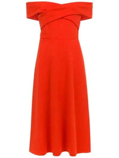 Shop Tufi Duek Midi Off The Shoulder Dress In Red