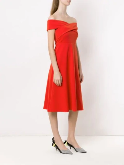 Shop Tufi Duek Midi Off The Shoulder Dress In Red