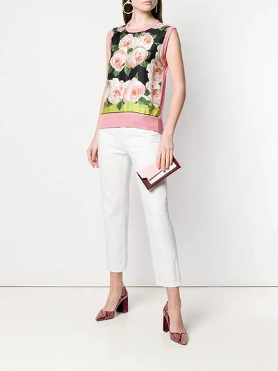Shop Dolce & Gabbana Floral Print Knitted Top In Pink