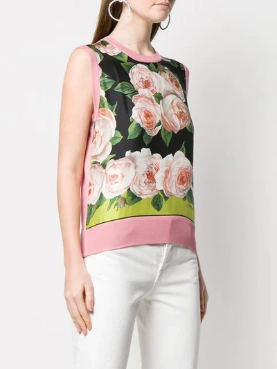 Shop Dolce & Gabbana Floral Print Knitted Top In Pink