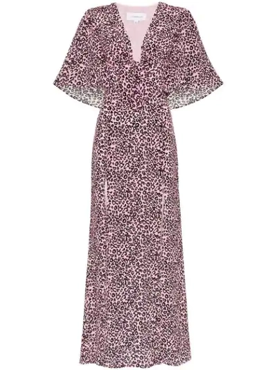 Shop Les Rêveries Leopard-print Silk Maxi Dress In  Pink Leopard
