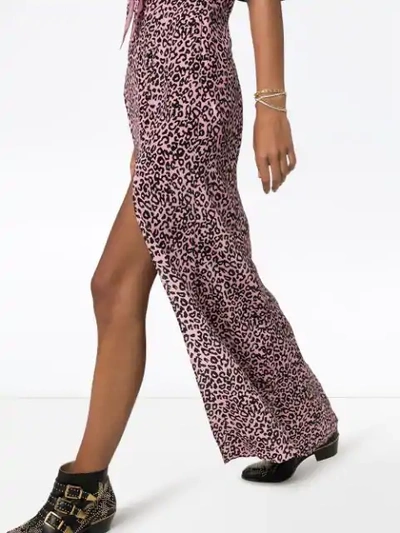 Shop Les Rêveries Leopard-print Silk Maxi Dress In  Pink Leopard