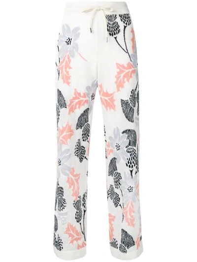 Shop Barrie Floral Embroidered Trousers In Neutrals
