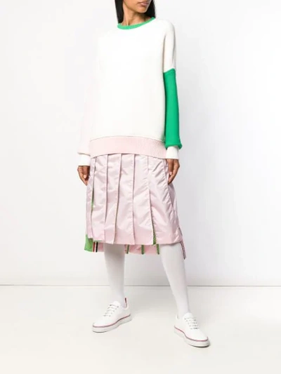 Shop Thom Browne Pink Mesh Pleated Skirt