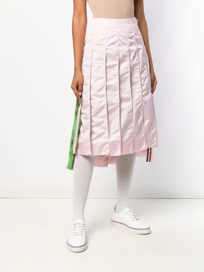 Shop Thom Browne Pink Mesh Pleated Skirt