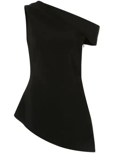 Shop Rosetta Getty Fold Shoulder Asymmetric Top In Black