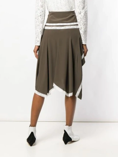 Shop Chloé Lace-embroidered Flared Skirt In Brown