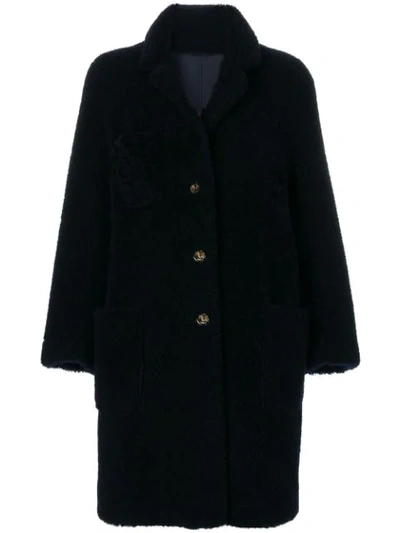 Shop Thom Browne Wendbarer Shearling-mantel In Blue