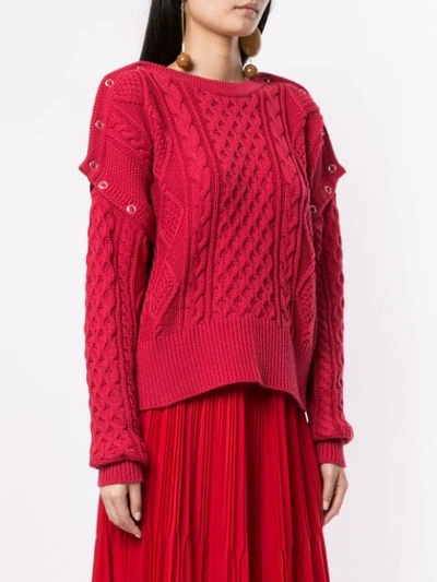 Shop Miharayasuhiro Cable Knit Slouchy Sweater In Red
