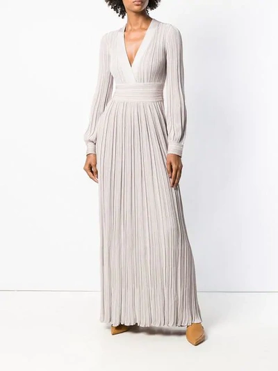 Shop Antonino Valenti Pleated Long Dress In Neutrals