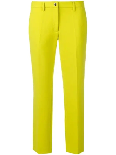 Shop Versace Collection Cropped Slim-fit Trousers - Yellow