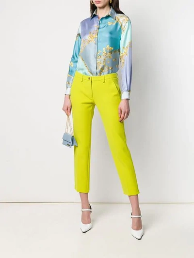 Shop Versace Collection Cropped Slim-fit Trousers - Yellow