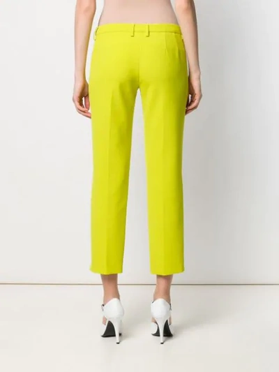 Shop Versace Collection Cropped Slim-fit Trousers - Yellow