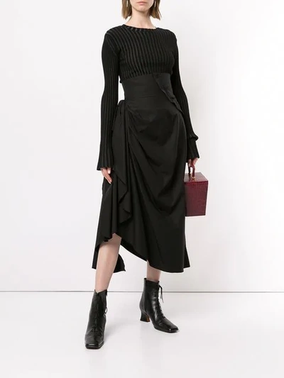 AGANOVICH DRAPED SKIRT - 黑色