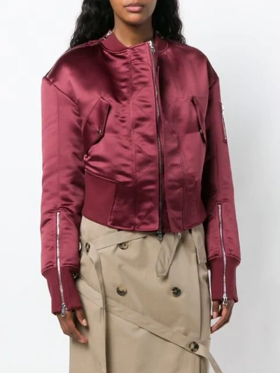 Shop Rokh Zip Detail Bomber Jacket  In 50 Crimson