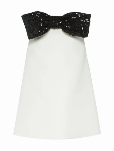 Shop Miu Miu Sequin Bow Dress In White ,black