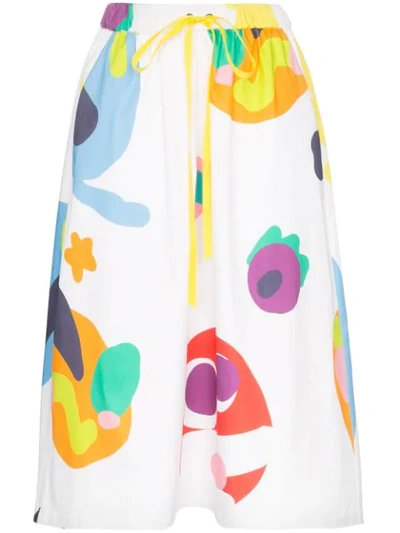 Shop Mira Mikati Abstract Patterned Midi Skirt In Blue