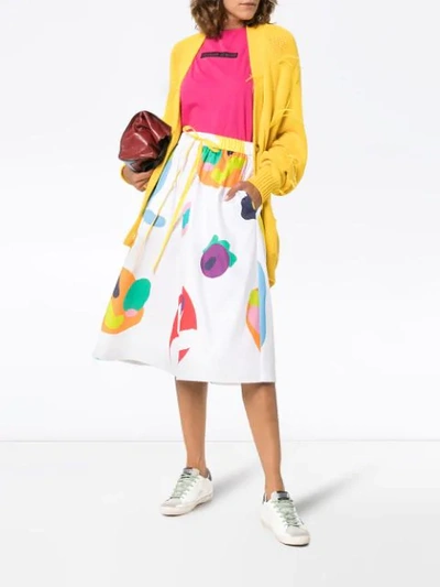 Shop Mira Mikati Abstract Patterned Midi Skirt In Blue