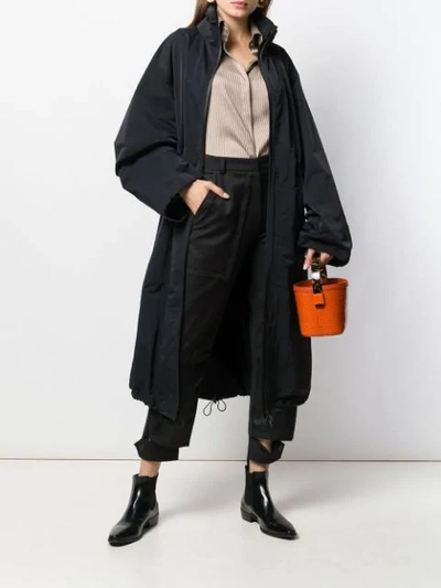 Shop Bottega Veneta Oversized Hooded Coat In Black