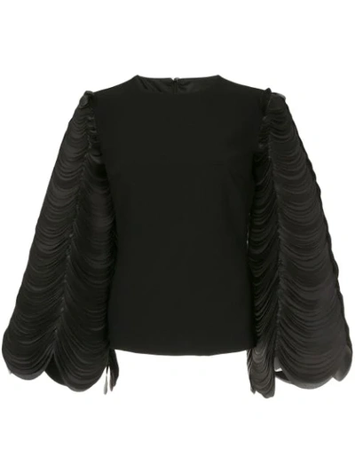 Shop Isabel Sanchis Circular Sleeve Top In Black