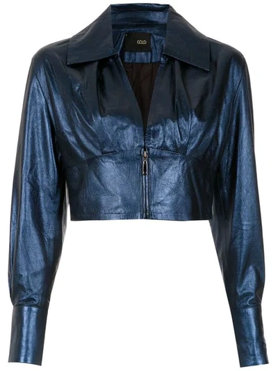 Shop Andrea Bogosian Leather Jacket In Blue