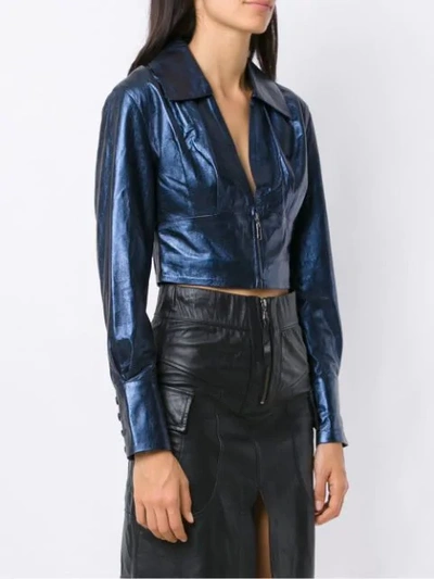 Shop Andrea Bogosian Leather Jacket In Blue